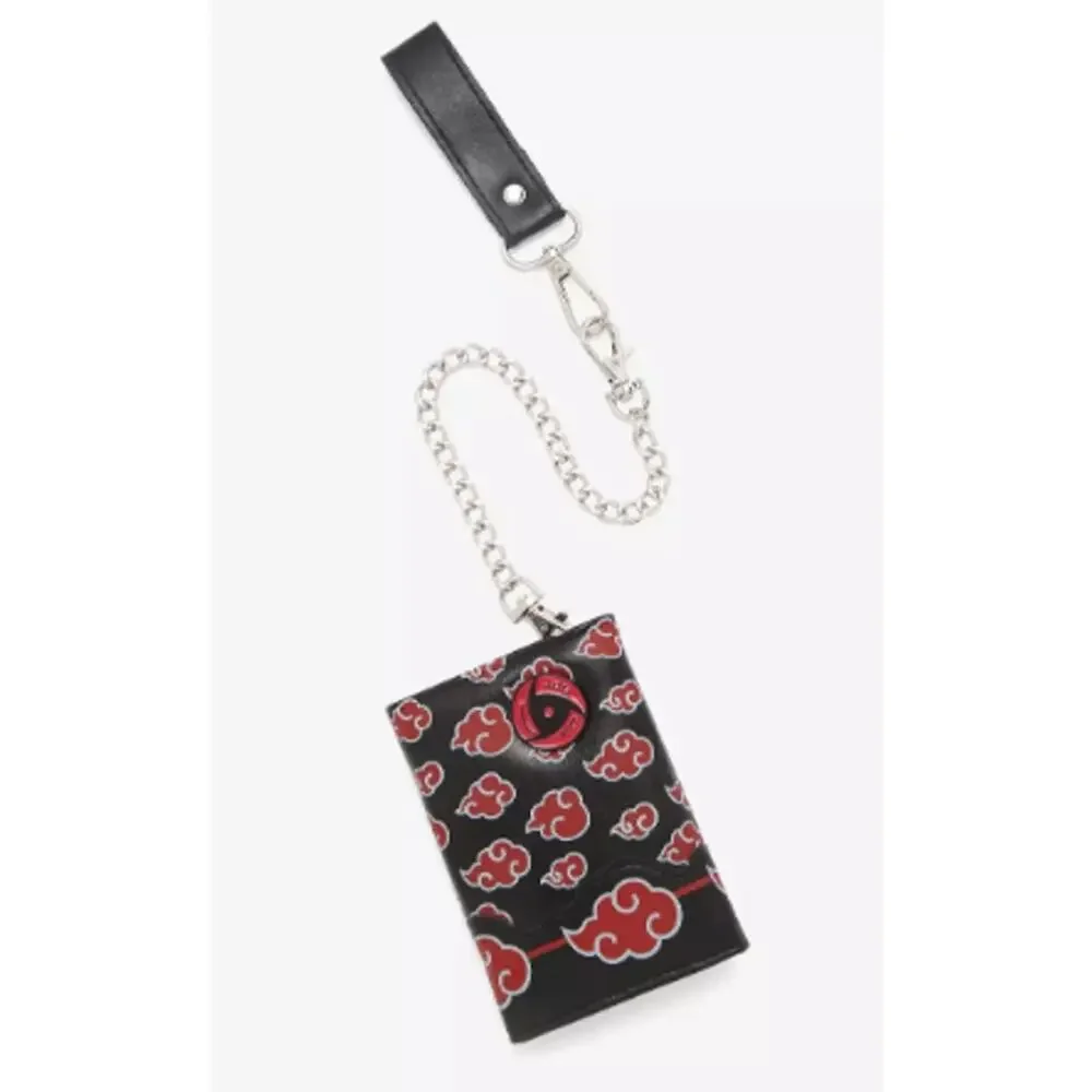 Hot Topic NWT Naruto Shippuden Akatsuki Trifold Wallet Detachable Chain Anime